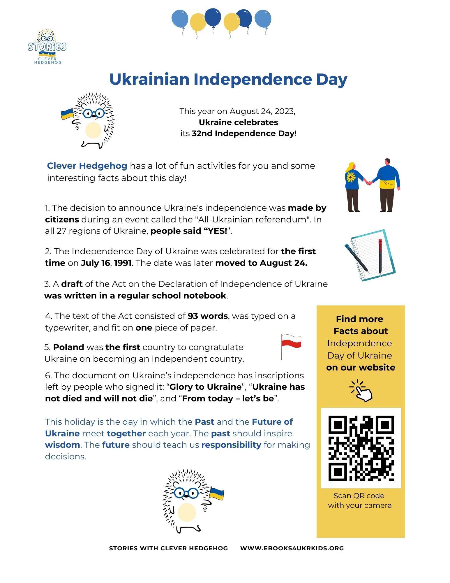 Ukraine Independence day free kids printables activities for children