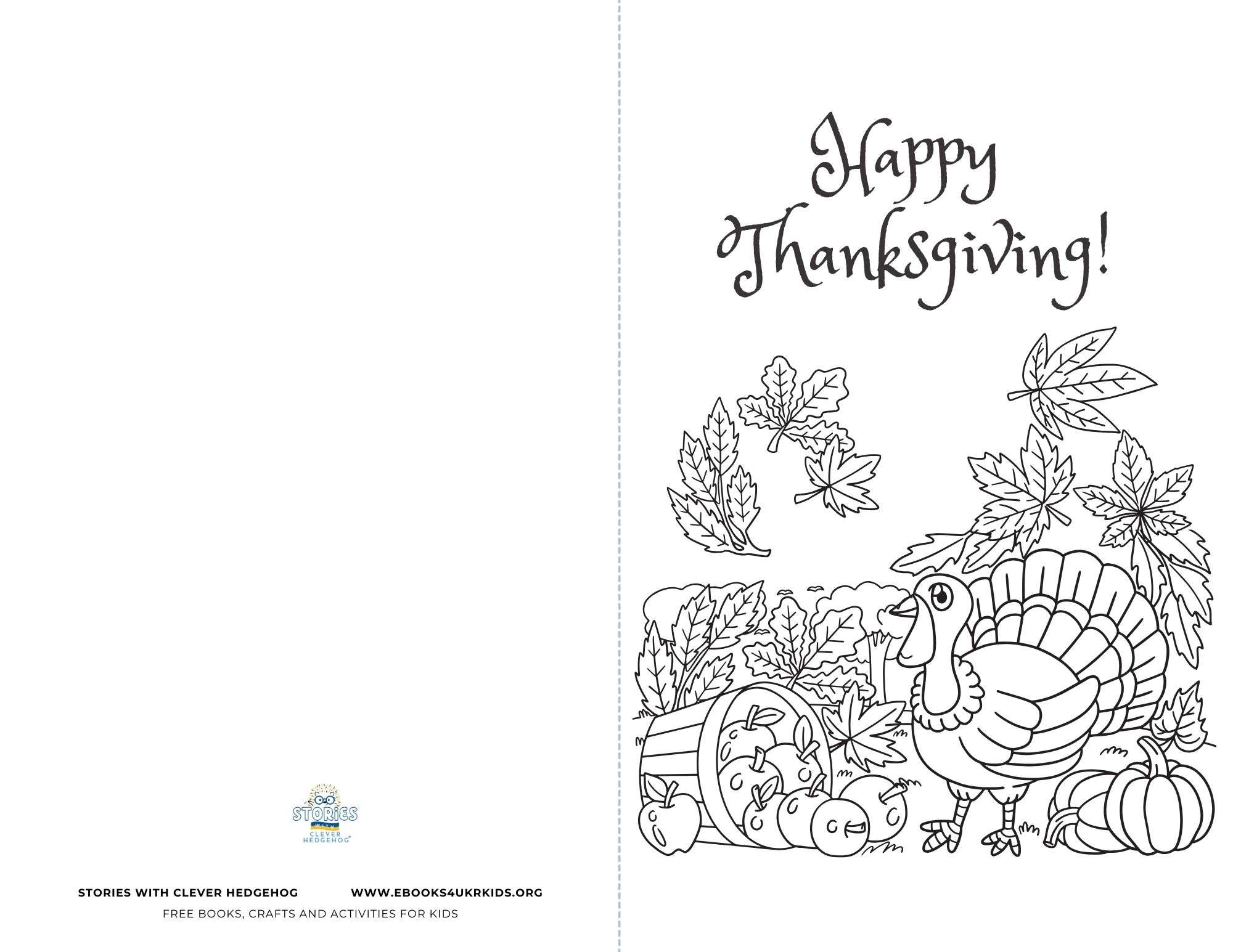 Thanksgiving greeting card for kids,
Fun fall activities with Clever Hedgehog