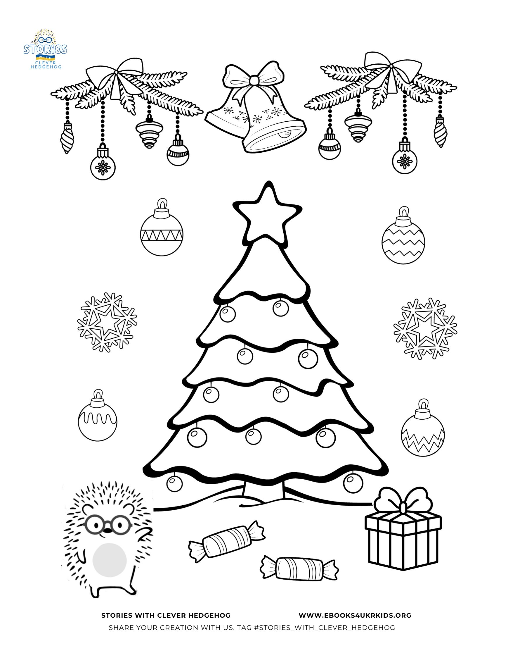 Coloring page for kids, Stories with Clever Hedgehog