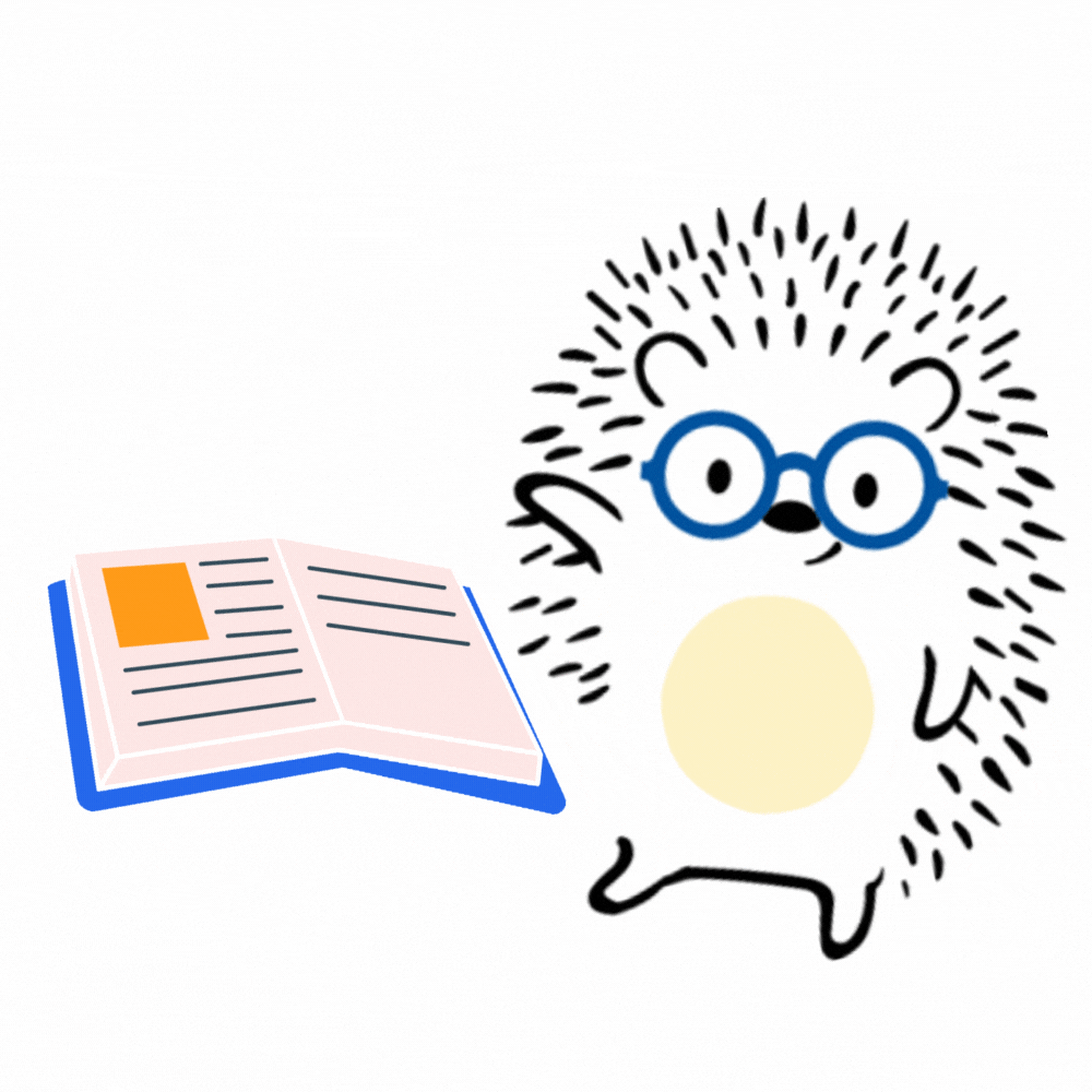 Hedgehog reading a book