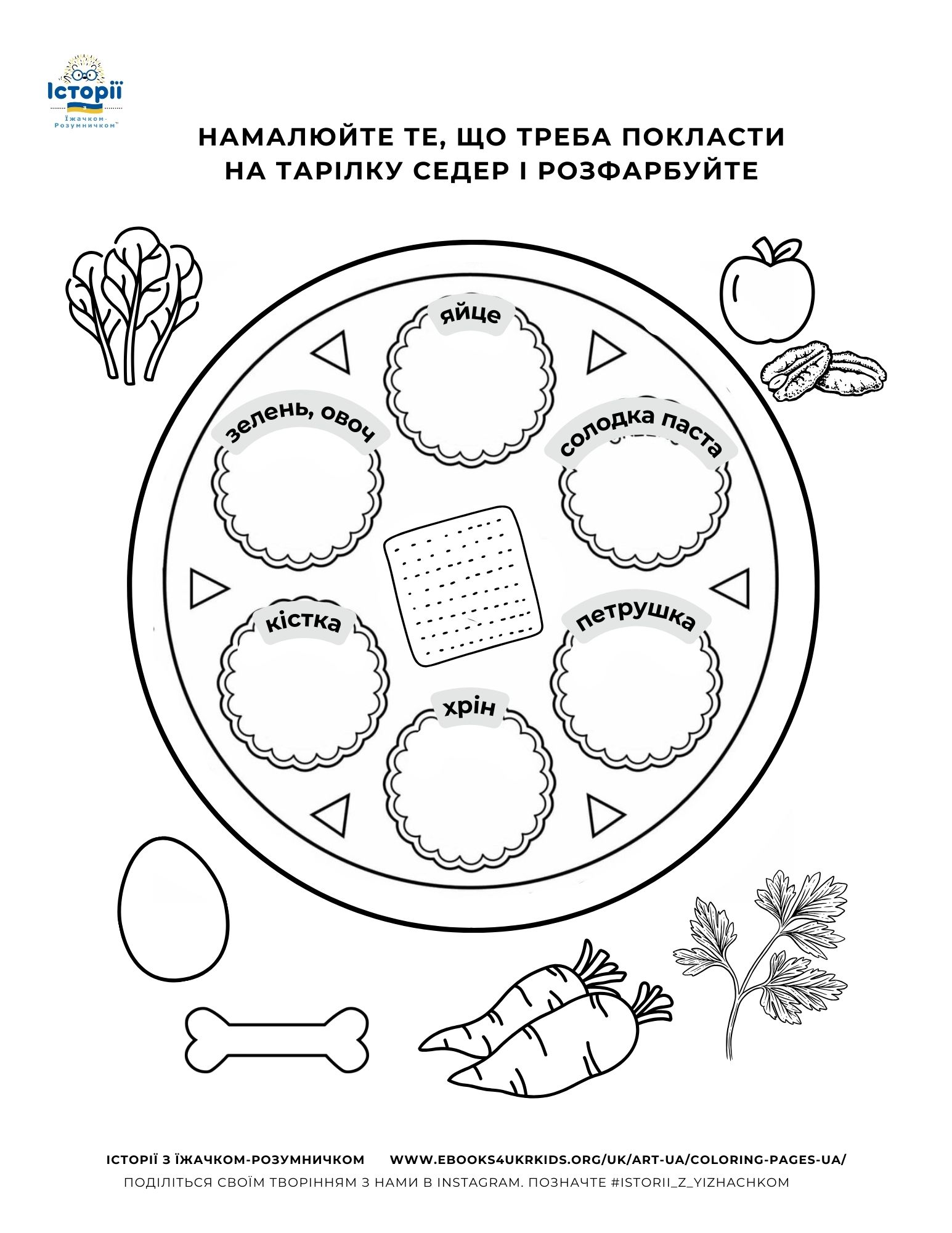 тарілка седер, єврейська пасха, песах для дітей
