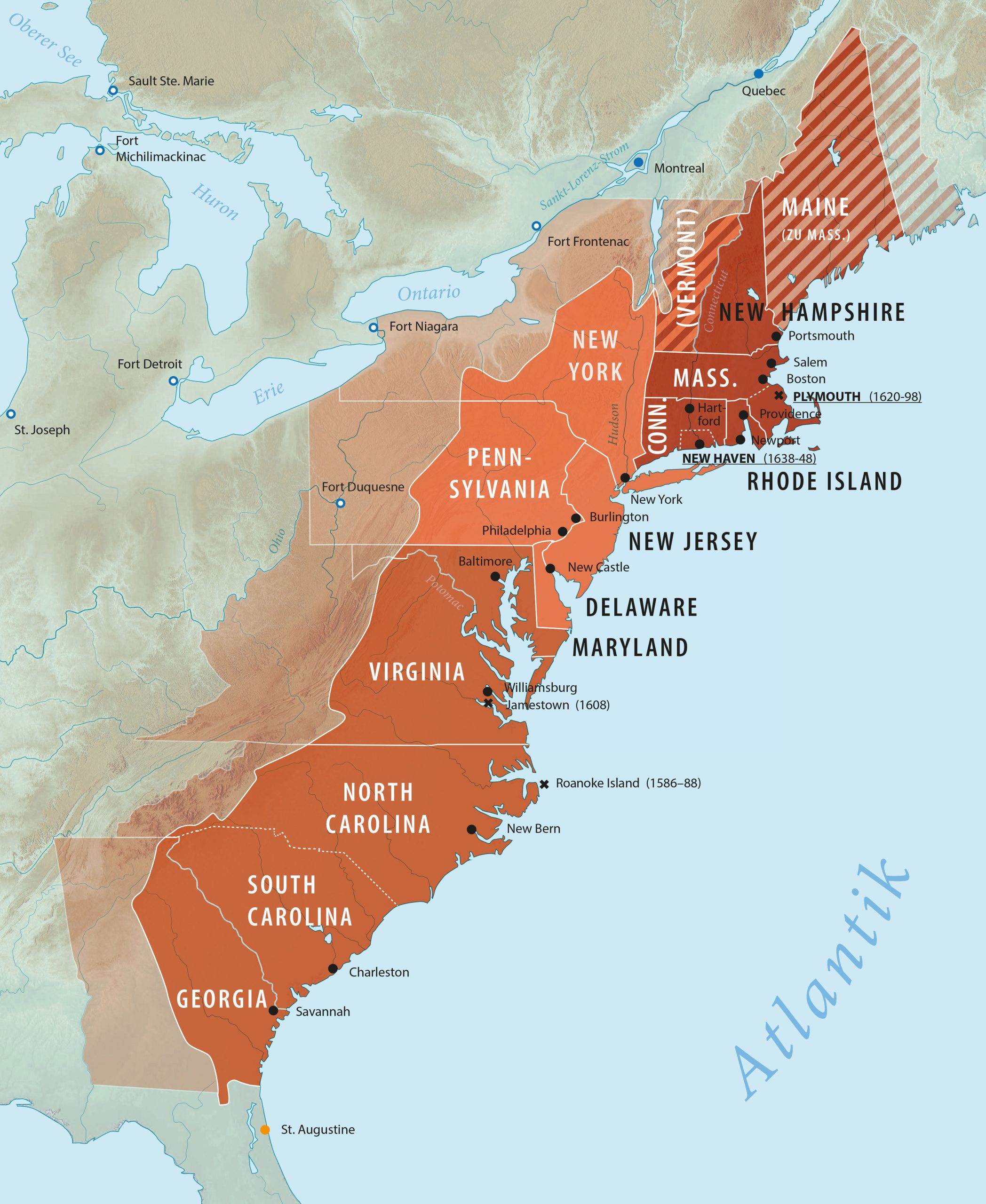 The Thirteen Colonies of America