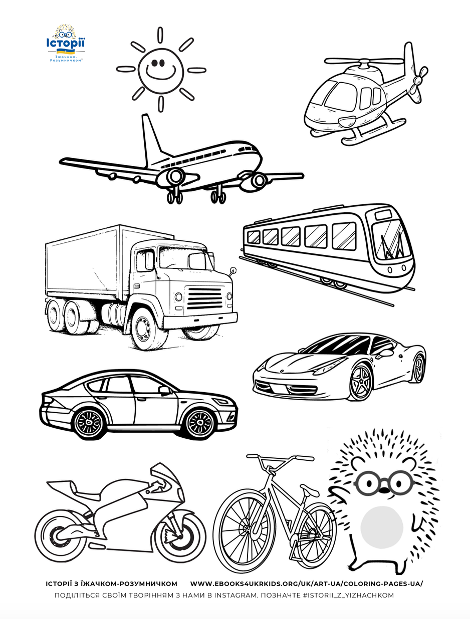 Coloring page for kids, Stories with Clever Hedgehog
